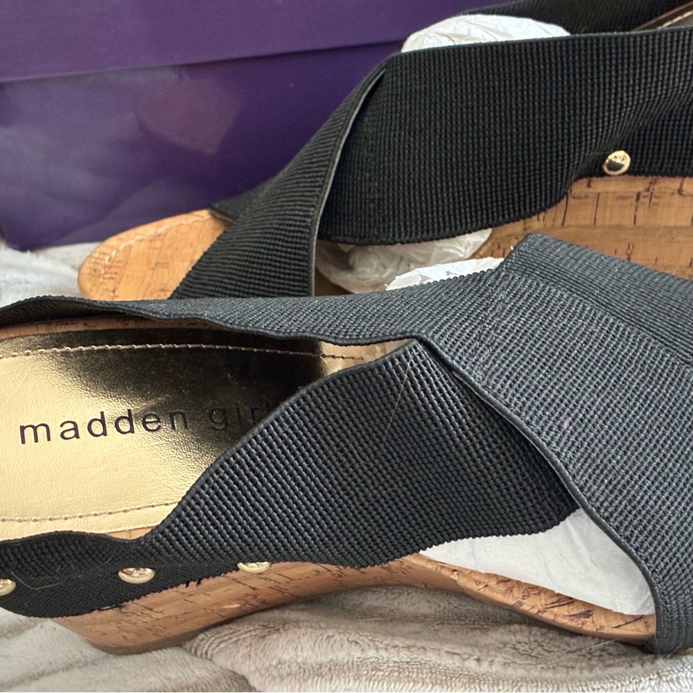 Steve Madden Cork Black Strap Nautic Sandals NWT - Picture 4 of 8